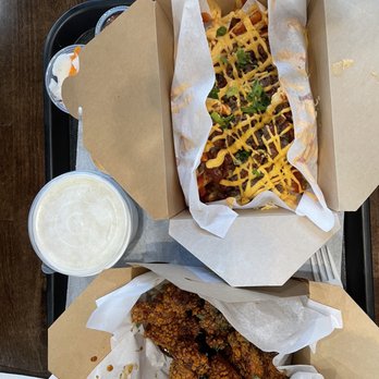 KBOP Korean Kitchen - Boneless soy garlic wings and kbop fries w/bulgogi - Korean Near Me - Monrovia, California
