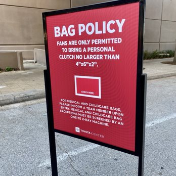 Toyota Center - Bag Policy STRICTLY ENFORCED!!! - Stadiums & Arenas Near Me - Houston, Texas Toyota Center - Bag Policy STRICTLY ENFORCED!!! - Stadiums & Arenas Near Me - Houston, Texas