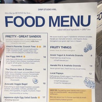 Drip Studio - Menu - Coffee & Tea Near Me - Honolulu, Hawaii