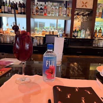 The Cheesecake Factory - Sangria and Fiji Fiji Natural Artesian Water - Desserts Near Me - Houston, Texas