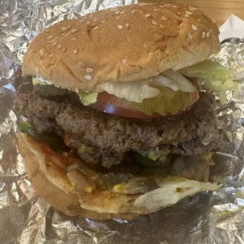 Five Guys - Double burger all the way add raw onions - Burgers Near Me - Madison, Alabama Five Guys - Double burger all the way add raw onions - Burgers Near Me - Madison, Alabama