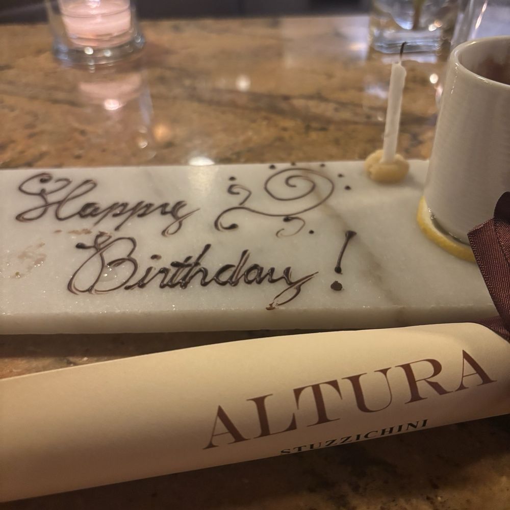 Birthday surprise and the evening's menu