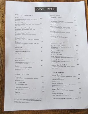 Menu photo 1 Occhi Belli Seattle, WA Menu photo 1 Occhi Belli Seattle, WA