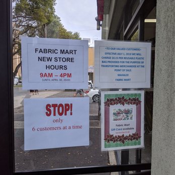 Fabric Mart - Front door (which is propped open so you don't have to touch the door handle) as of 4/3/20. - Fabric Stores Near Me - Honolulu, Hawaii