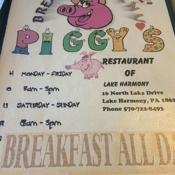 Piggy's Restaurant - Menu 11/5/23 - Breakfast & Brunch Near Me - Lake Harmony, Pennsylvania