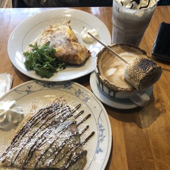 Cafe Astoria - Campfire latte; Strawberry, Banana & Nutella Crepe, Bacon & Cheese Crepe, Frozen Hot Chocolate - Coffee & Tea Near Me - Saint Paul, Minnesota