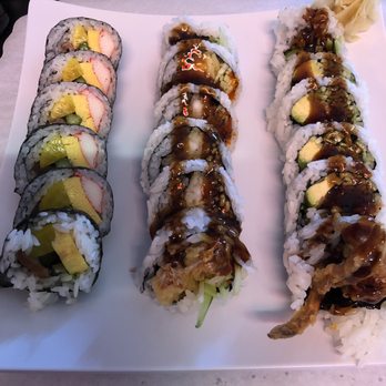 Kim's Sushi - L-R: Futo Maki, Shrimp Tempura Roll & Soft shell Crab Roll! I would gladly order this trifecta on my next trip to Kim's! - Sushi Bars Near Me - West Orange, New Jersey Kim's Sushi - L-R: Futo Maki, Shrimp Tempura Roll & Soft shell Crab Roll! I would gladly order this trifecta on my next trip to Kim's! - Sushi Bars Near Me - West Orange, New Jersey