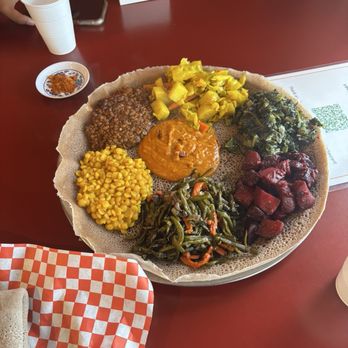 Ahadu Ethiopian Restaurant - vegetarian Veggie Combo - Ethiopian Near Me - Seattle, Washington