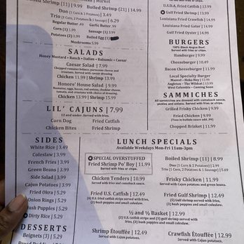 Honore's Cajun Cafe - Menu - Cajun/Creole Near Me - Manvel, Texas Honore's Cajun Cafe - Menu - Cajun/Creole Near Me - Manvel, Texas