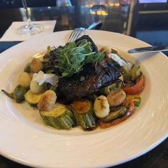 Nico Kitchen & Bar - Short Rib roasted romanesco + pattypan squash, baby spinach, cabernet demi glace - New American Near Me - Newark, New Jersey