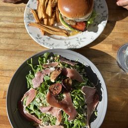AO Burger and Fig and Prosciutto Salad AO Burger and Fig and Prosciutto Salad