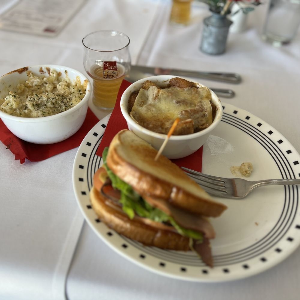 French Onion Soup, Club Sandwich and Mac and Cheese French Onion Soup, Club Sandwich and Mac and Cheese