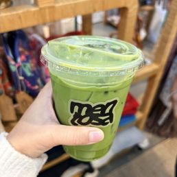 Matcha with oat milk, lightly sweetened Matcha with oat milk, lightly sweetened