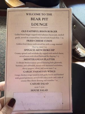 Menu photo 1 Bear Pit Yellowstone National Park, WY Menu photo 1 Bear Pit Yellowstone National Park, WY