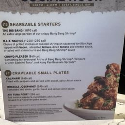 Happy hour menu