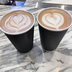 Commons Café - Mocha lattes (one with milk and the other with almond milk)
