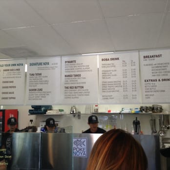 Pokenoya - Menu. Can make your own bowl, or choose a preset. Their boba tea is really good! - Seafood Near Me - Irvine, California