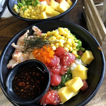 Beyond The Bowl - $11.6 (tax and tips excluded)- 2 scoops, white rice, ahi tuna and octopus, spicy ponzu, mango and corn. - Poke Near Me - Seattle, Washington Beyond The Bowl - $11.6 (tax and tips excluded)- 2 scoops, white rice, ahi tuna and octopus, spicy ponzu, mango and corn. - Poke Near Me - Seattle, Washington