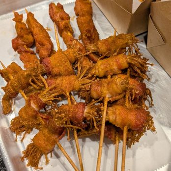 SKWR - Bacon wrapped enoki, chicken skwrs - Seafood Near Me - New York, New York SKWR - Bacon wrapped enoki, chicken skwrs - Seafood Near Me - New York, New York