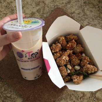 i-Tea - Earl Grey MT 30% sweetened & popcorn chicken - Bubble Tea Near Me - Fremont, California