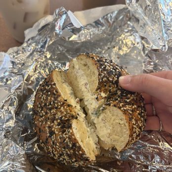 Holey City Bagels - Everything bagel with bacon and chive cream cheese - Bagels Near Me - Charleston, South Carolina Holey City Bagels - Everything bagel with bacon and chive cream cheese - Bagels Near Me - Charleston, South Carolina