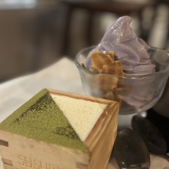 Susuru - Two desserts- Ube soft serve; Matcha Tira-Masu - Izakaya Near Me - Orlando, Florida Susuru - Two desserts- Ube soft serve; Matcha Tira-Masu - Izakaya Near Me - Orlando, Florida