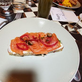 Temple Court - Scattered salmon toast - American Near Me - New York, New York