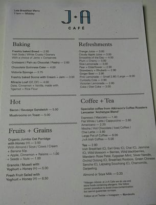 Menu photo 4 J+A Café London, XGL
