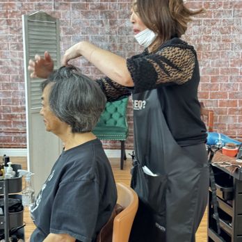Fabulicious - My mom getting post head spa blow dry - Eyelash Service Near Me - Redondo Beach, California
