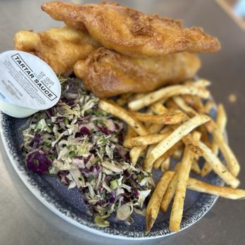 California Fish Grill - 3-piece fish and chips with miso slaw, and seasoned fries - Seafood Near Me - Norwalk, California California Fish Grill - 3-piece fish and chips with miso slaw, and seasoned fries - Seafood Near Me - Norwalk, California