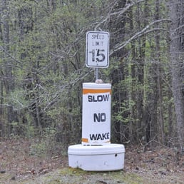 Speed limit on gravel road entering the marina.