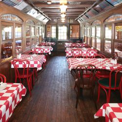 Spaghetti Warehouse - Dining space inside the trolley car.