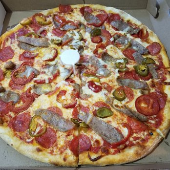 Luigi's Pizzeria & Restaurant - Sausage, pepperoni and cherry peppers Large for about 23 bucks. - Pizza Near Me - Yonkers, New York Luigi's Pizzeria & Restaurant - Sausage, pepperoni and cherry peppers Large for about 23 bucks. - Pizza Near Me - Yonkers, New York