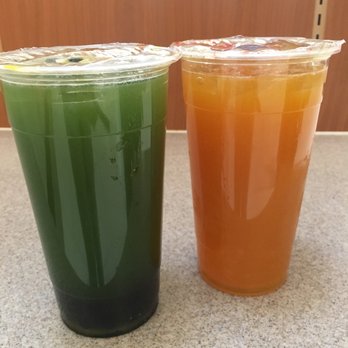 Bubbletea Station - Left: kiwi tea with boba. Right: mango tea with mango popping boba - Bubble Tea Near Me - Reno, Nevada
