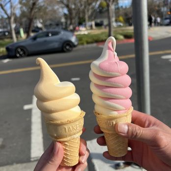 Meadowlark Dairy - Small orange vanilla swirl and small strawberry vanilla swirl - Ice Cream & Frozen Yogurt Near Me - Pleasanton, California Meadowlark Dairy - Small orange vanilla swirl and small strawberry vanilla swirl - Ice Cream & Frozen Yogurt Near Me - Pleasanton, California