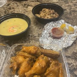 12 hot wings, lemon garlic shrimp, calamari 12 hot wings, lemon garlic shrimp, calamari
