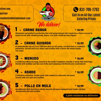 Mr. Roy’s Authentic Mexican Food - Here is our menu, so that you can see exactly what dish you would like to try! - Food Delivery Services Near Me Mr. Roy’s Authentic Mexican Food - Here is our menu, so that you can see exactly what dish you would like to try! - Food Delivery Services Near Me