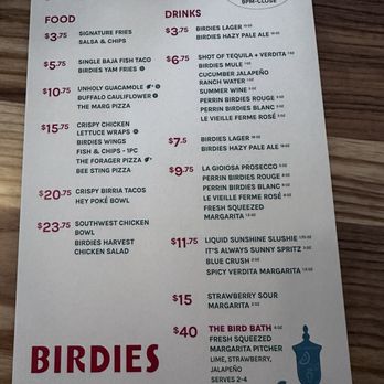 Birdies - happy hour menu - Salad Near Me - Burnaby, British Columbia Birdies - happy hour menu - Salad Near Me - Burnaby, British Columbia