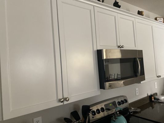 Kitchen cabinet refresh - These old cabinets were dark and dreary. We took them off and refinished them, and now they look bright and sunny! It’s amazing how some fresh paint and TLC can completely transform a kitchen.  Kitchen cabinet refresh - These old cabinets were dark and dreary. We took them off and refinished them, and now they look bright and sunny! It’s amazing how some fresh paint and TLC can completely transform a kitchen. 