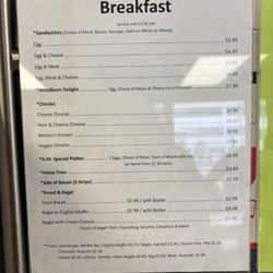 Breakfast menu