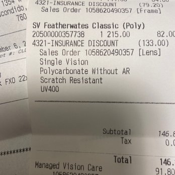 LensCrafters - Vanessa added all of these things to my glasses when I told her I only wanted what was covered - Eyewear & Opticians Near Me - Escondido, California
