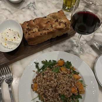 Angeline by Michael Symon - Farro salad and focaccia with whipped ricotta and chiles - Italian Near Me - Atlantic City, New Jersey Angeline by Michael Symon - Farro salad and focaccia with whipped ricotta and chiles - Italian Near Me - Atlantic City, New Jersey