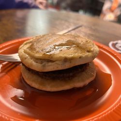 10-80 Roasters - Pancake sausage sandwich with their own "coffee syrup".