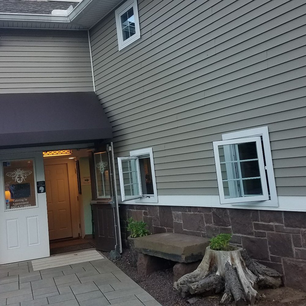 The Bee's Knees - entrance at rear -just follow the driveway - New American Near Me - Avon, Connecticut The Bee's Knees - entrance at rear -just follow the driveway - New American Near Me - Avon, Connecticut