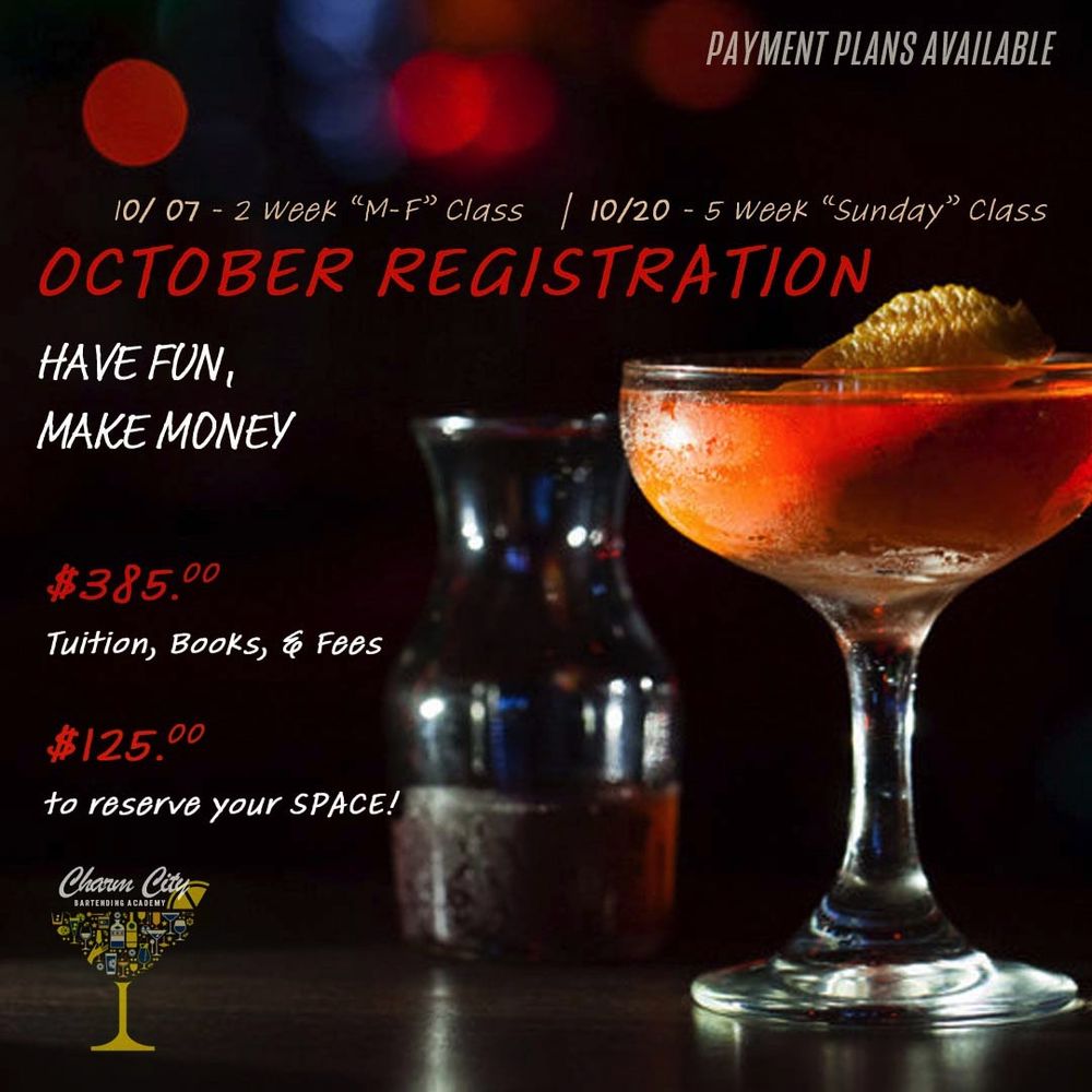 CHARM CITY BARTENDING ACADEMY Updated September 2024 2303 North