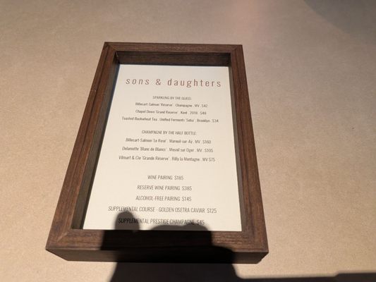Menu photo 1 Sons & Daughters San Francisco, CA Menu photo 1 Sons & Daughters San Francisco, CA