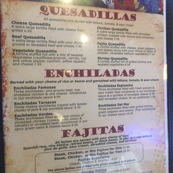 Zapata's Mexican Restaurant - Menu 1 - Bars Near Me - Fairview Heights, Illinois