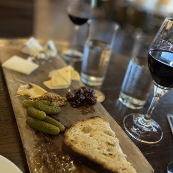 River Roast - 3 cheese charcuterie board with a glass cab - American Near Me - Chicago, Illinois River Roast - 3 cheese charcuterie board with a glass cab - American Near Me - Chicago, Illinois