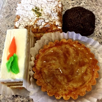 La Joconde Pastry - Clockwise: Carrot Cake,Napoleon,Rum Ball and Pear Tart. - Bakeries Near Me - Glendale, California