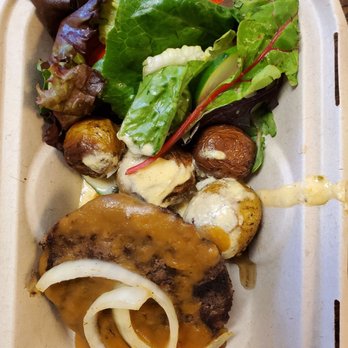 Aina Grill - Mini hamburger steak, potatoes, salad - American Near Me - Waipahu, Hawaii